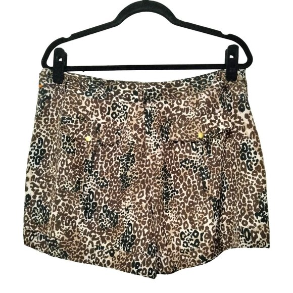 Miss Tina By Tina Knowles Leopard Print High-Waist Shorts Button Pockets Size 12 - Picture 5 of 7